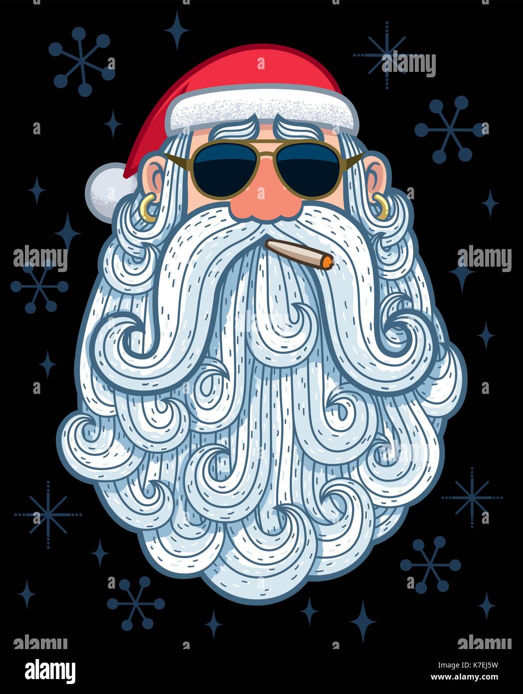 Cartoon Portrait von cool Santa Claus. Stock Vektor