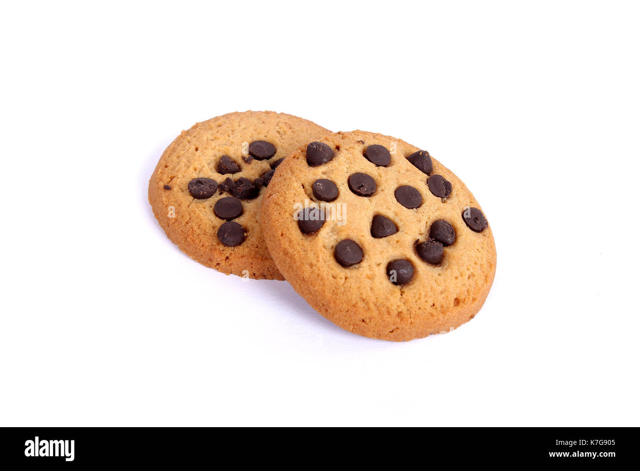 Chocolate Chip Cookies, choco Chip Cookies, Cookies auf weissem, Cookies, Cookies, handgefertigte chocochip Cookies, handgemachte Schokolade Cookies, handgemachte Schokolade Stockfoto