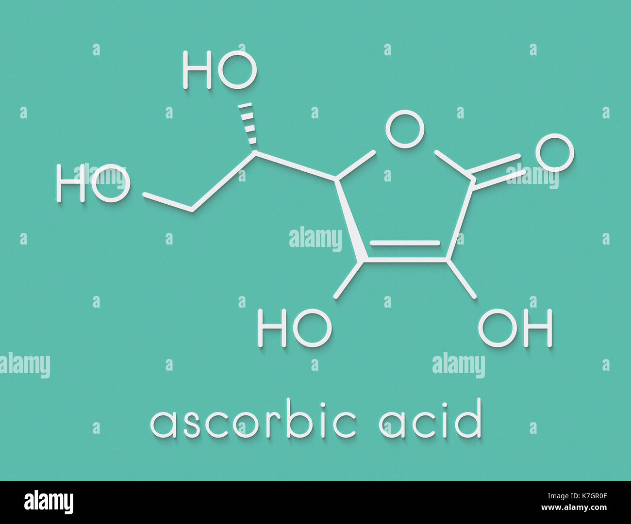 Vitamin C (Ascorbinsäure, ascorbat) Molekül. Skelettmuskulatur Formel. Stockfoto