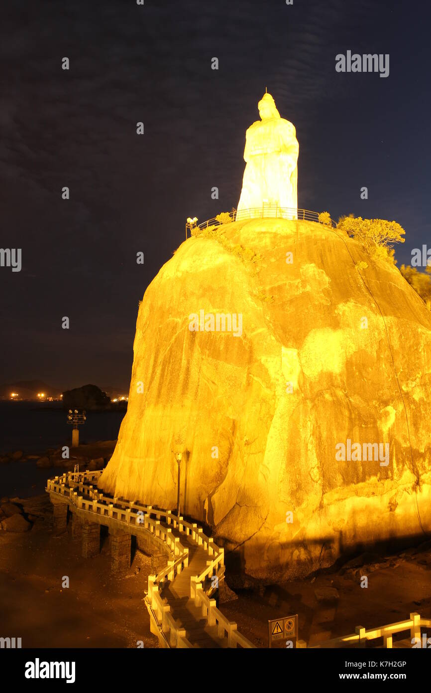 Xiamen, China - 23.August 2014: Haoyue Park Zheng Chenggong Statue an der Insel Gulangyu in Xiamen City, Fujian, China Stockfoto