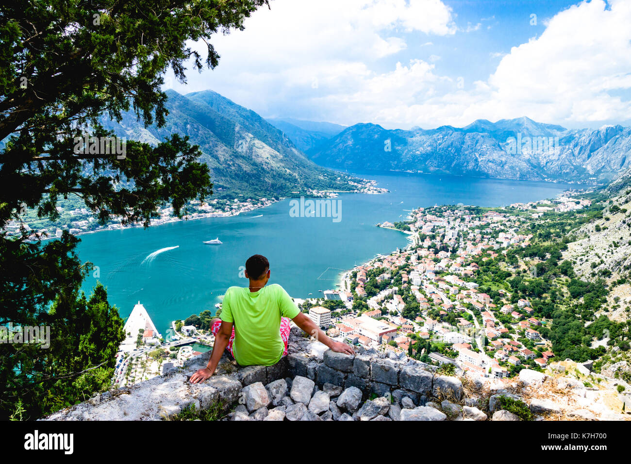 Herrliche Aussicht auf die Bucht von Kotor Montenegro Stockfoto