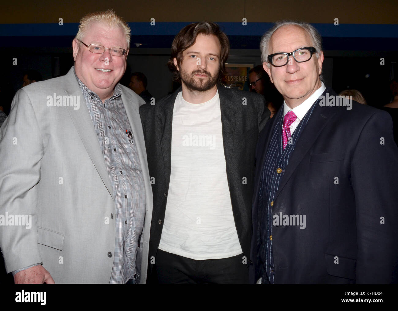 Daniel Petrie Jr.,Ross Duffer Howard Rodman nimmt an WGAW's Sublime Primetime 2017 Podiumsdiskussion Teil Emmy-nominierte Writers Writers Guild Theatre September 15,2016 Beverly Hills,Kalifornien. Stockfoto