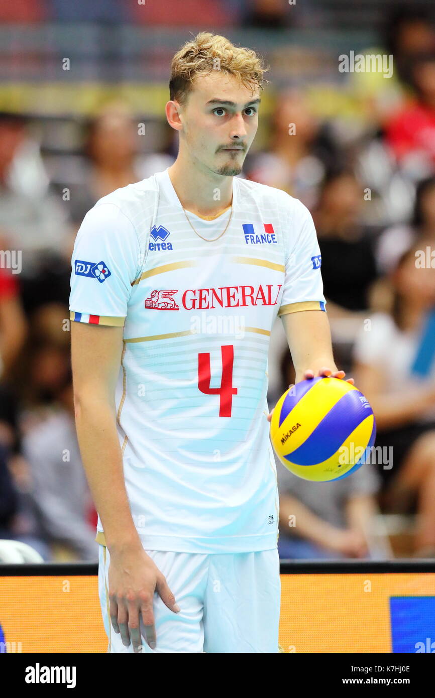 Osaka, Japan. 15 Sep, 2017. Jean Patry (FRA) Volleyball: FIVB World Grand Champions Cup 2017 Männer zwischen Frankreich 0-3 USA im Osaka Municipal Central-Gymnasium in Osaka, Japan. Credit: Naoki Nishimura/LBA SPORT/Alamy leben Nachrichten Stockfoto