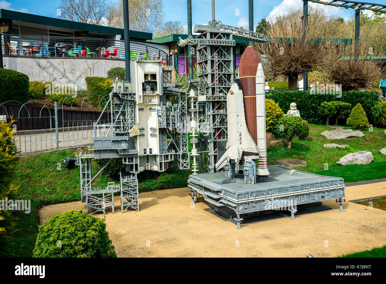 NASA Apollo launch Plattform in Legoland Windsor miniland Ausstellung Stockfoto