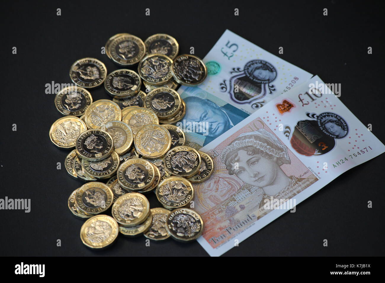 Neue 2017 Banknoten und Münzen Stockfoto