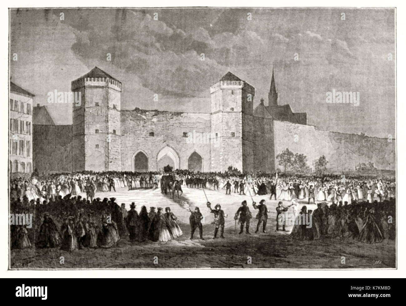 Alte Ansicht von grabkunst processionin, München, Deutschland. Von Lancelot, Publ. bei Le Tour du Monde, Paris, 1862 Stockfoto