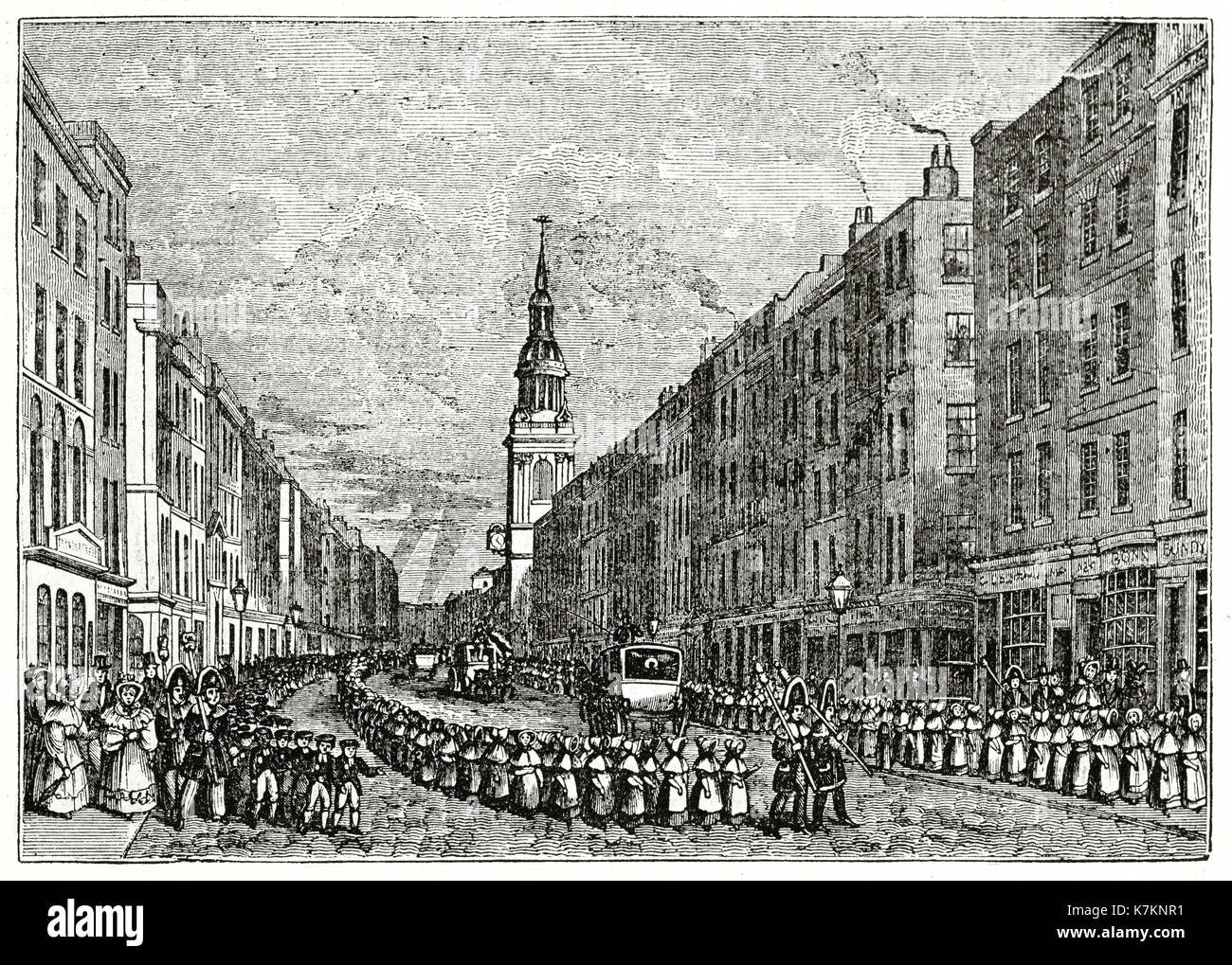 Alte Ansicht von Cheapside, London. Von unbekannter Autor, Publ. Auf dem Penny Magazine, London, 1837 Stockfoto