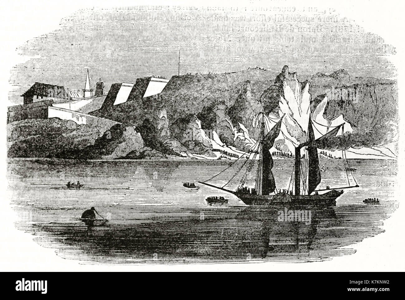 Alte Ansicht von Fort Regent, Jersey. Von unbekannter Autor, Publ. Auf dem Penny Magazine, London, 1837 Stockfoto