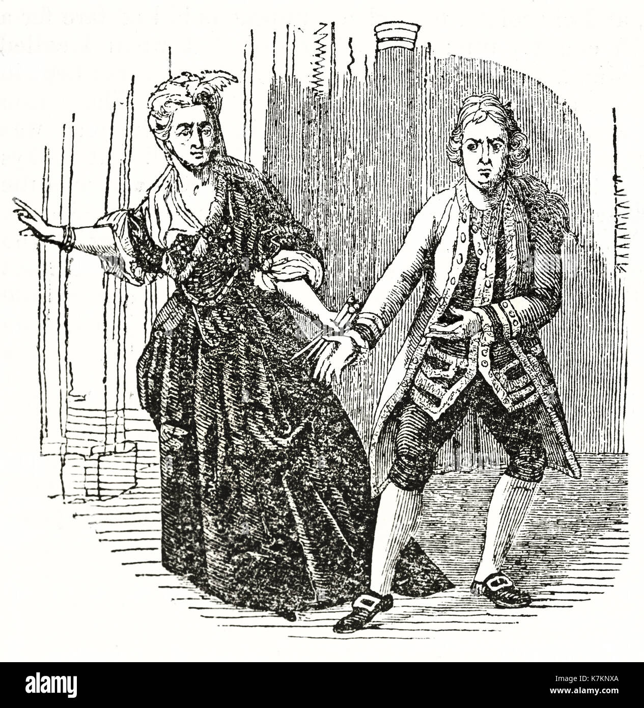 Alte Abbildung zeigt David Garrick (1717-1779), Macbeth. Von unbekannter Autor, Publ. Auf dem Penny Magazine, London, 1837 Stockfoto