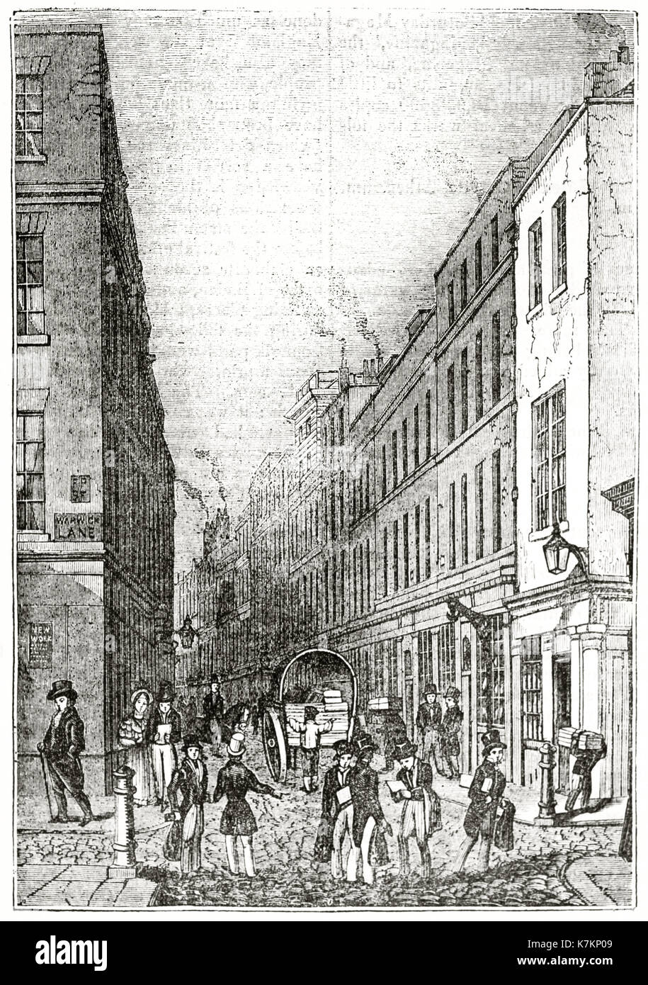Alte Ansicht von paternoster Row, London. Von unbekannter Autor, Publ. Auf dem Penny Magazine, London, 1837 Stockfoto