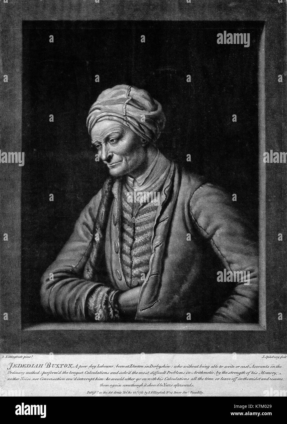 JEDEDIAH BUXTON (1707-1772) Englisch Landarbeiter und mathematisches Genie Stockfoto
