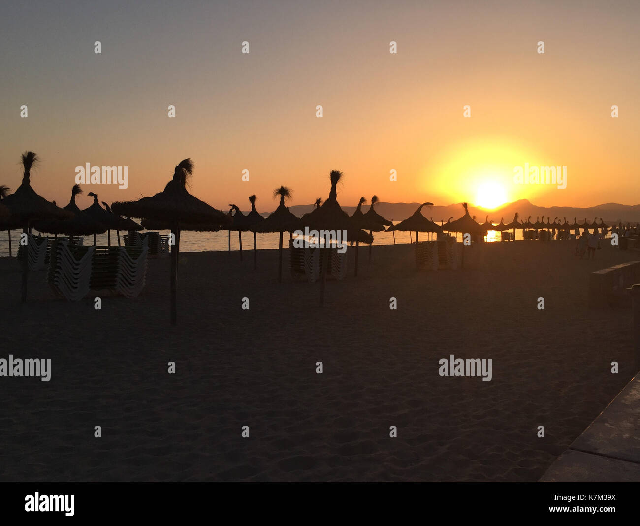 Sonnenuntergang in Playa de Palma, Mallorca Stockfoto