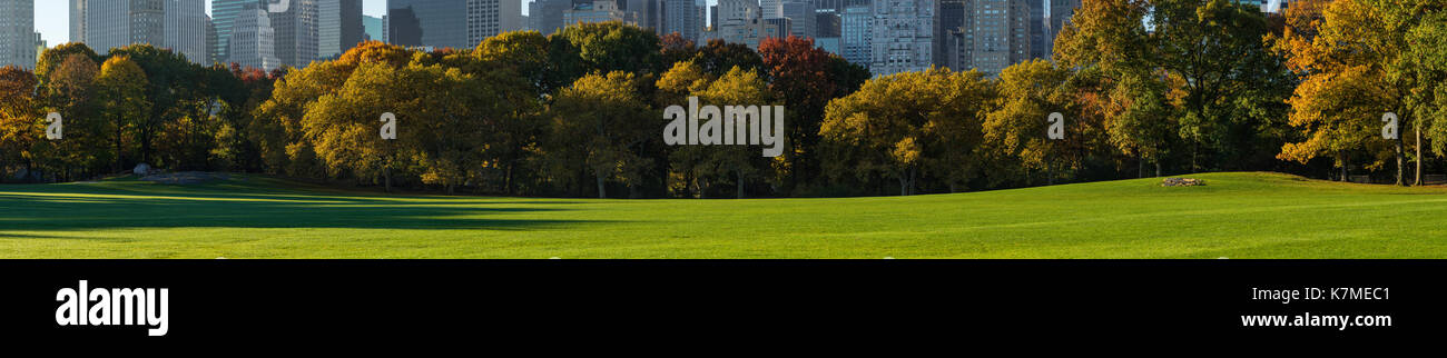 Central Park South aus Schaf Wiese im frühen Morgenlicht. New York City Stockfoto