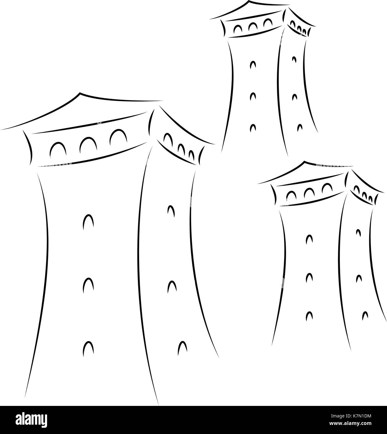 Svan Türme in Georgien Stock Vektor