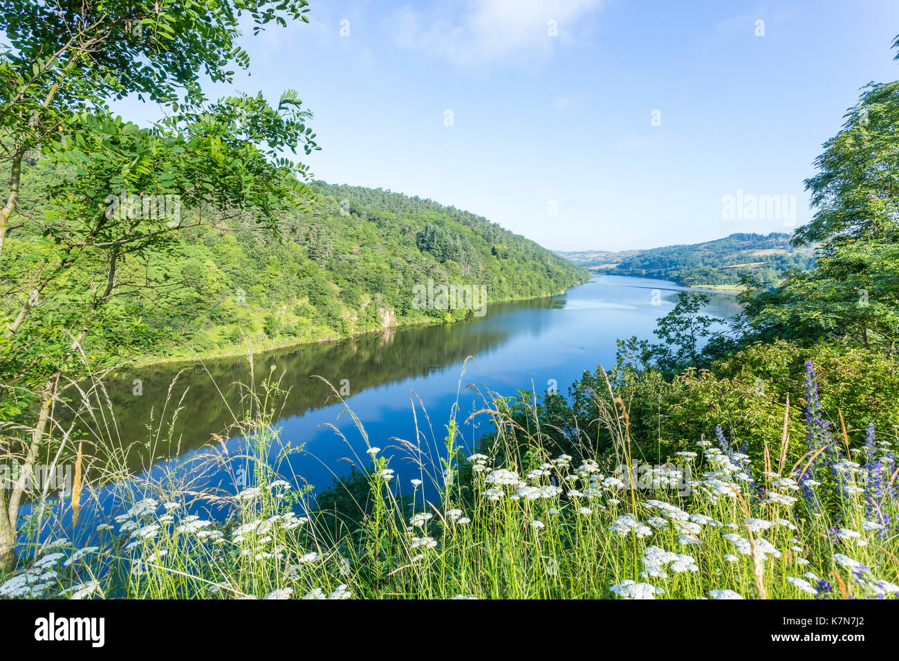 Frankreich, Pays de la Loire, Saint Priest la Roche, der Loire und Villarest See Stockfoto