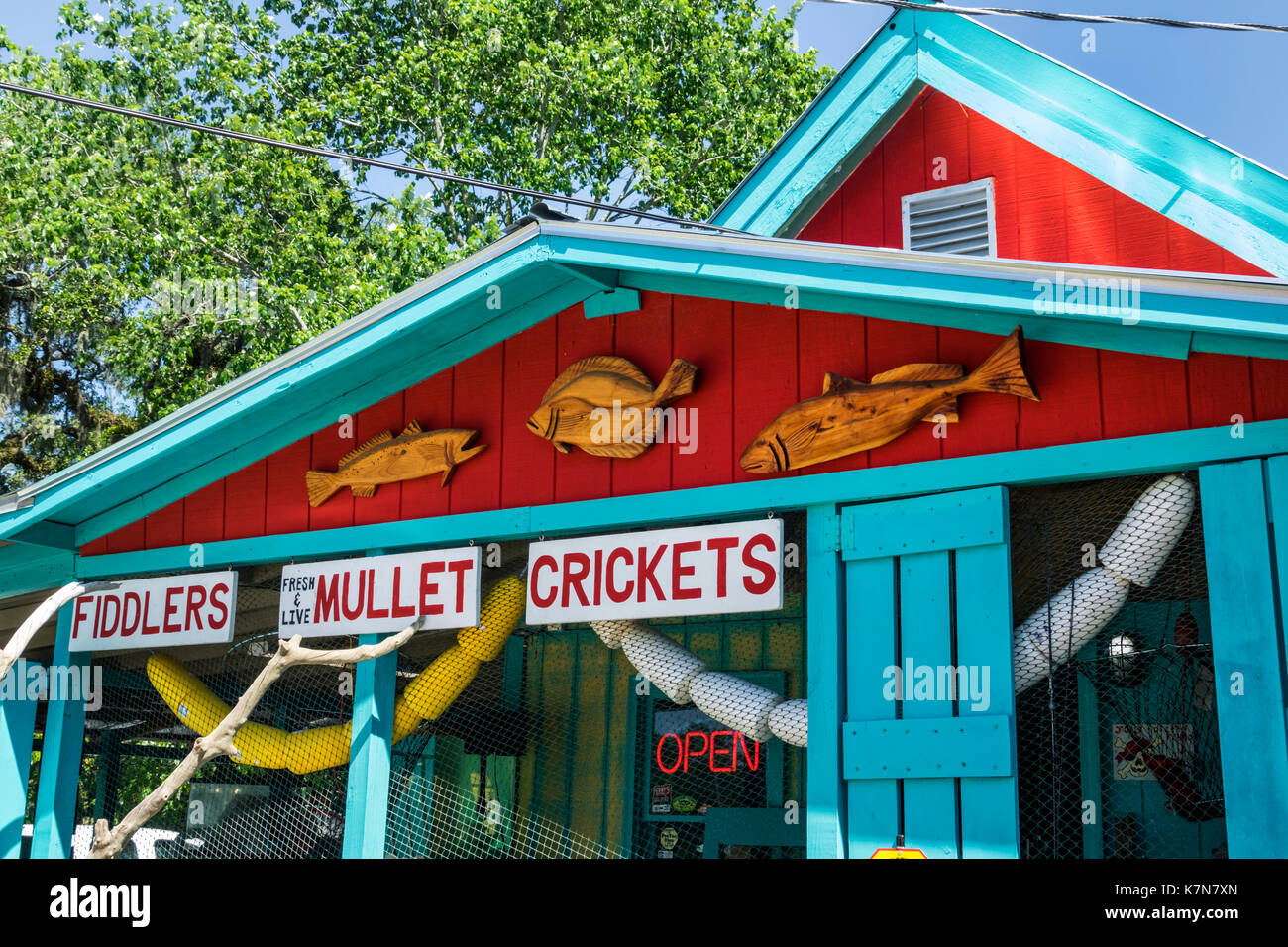 South Carolina, Garden City Beach, Perry's Bait & Tackle, Angelgeschäft, Shopping Shopper Shopper Shop Geschäfte Markt Märkte Marktplatz Kauf Verkauf, re Stockfoto