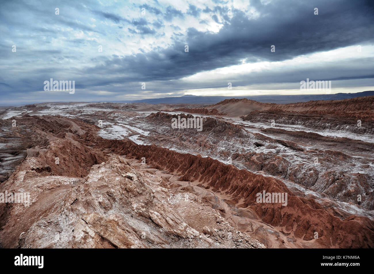 Schluchten in das Valle de la Luna, Region Atacama, Chile Stockfoto