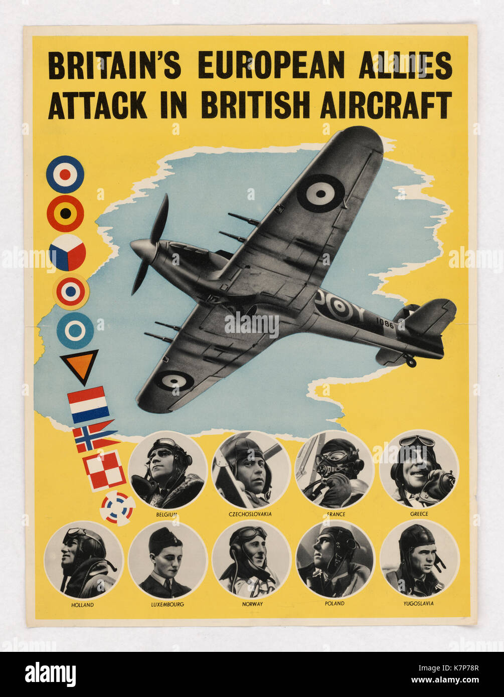 Aus der Zeit des Zweiten Weltkriegs poster' Großbritanniens europäischen Verbündeten Angriff in British Aircraft", Großbritannien, 1943. Stockfoto