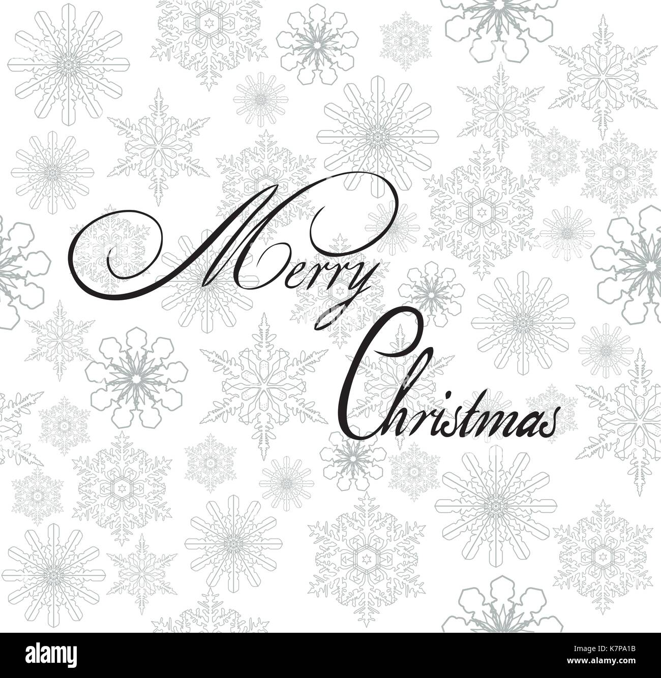 Vector Abbildung: Fröhliche Weihnachten text auf Schneeflocke nahtlose Hintergrund. Stock Vektor