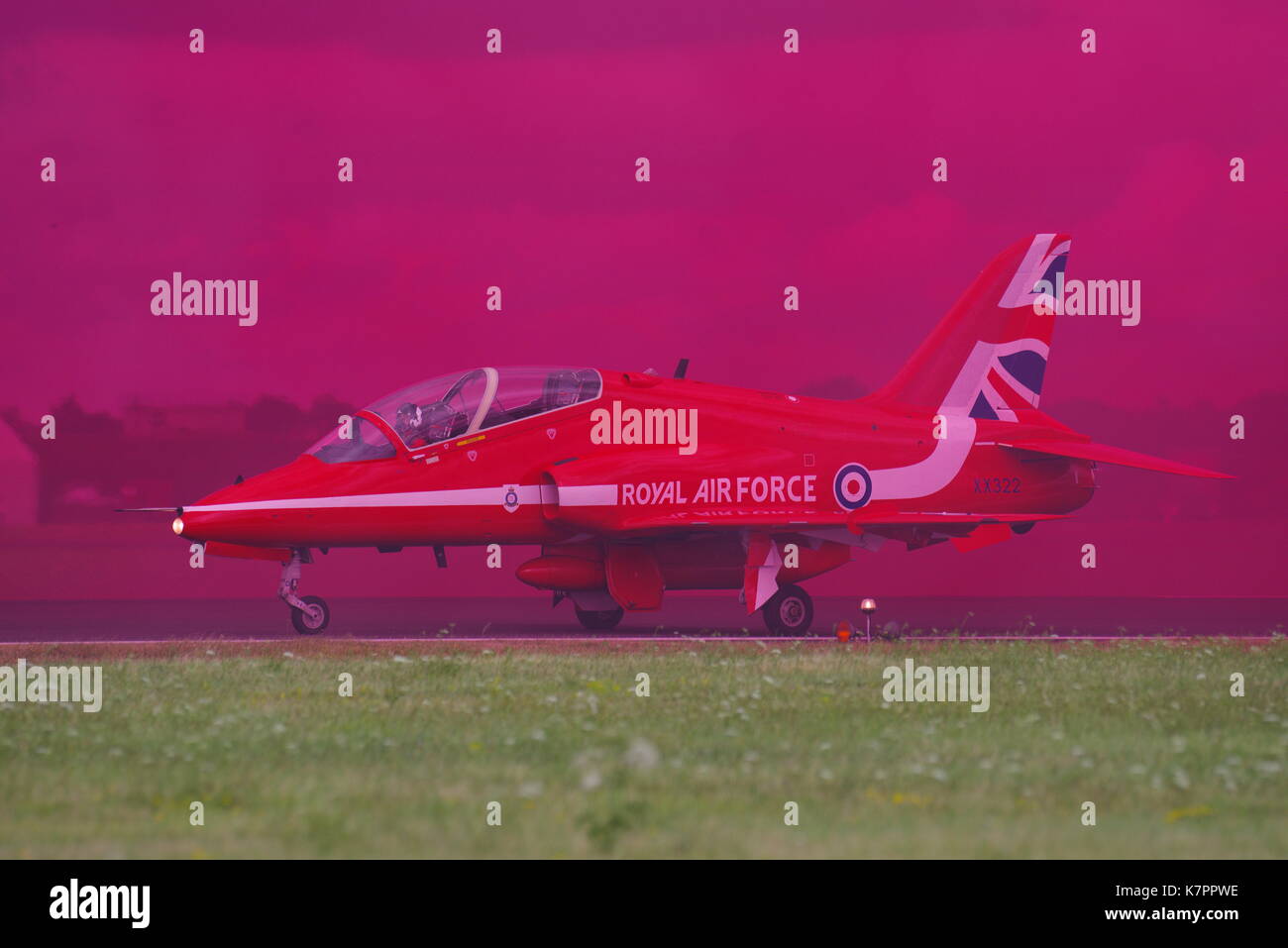 Red Arrows, Formation Aerobatic Team, RIAT, RAF Fairford, Gloucestershire, England, Vereinigtes Königreich, Stockfoto