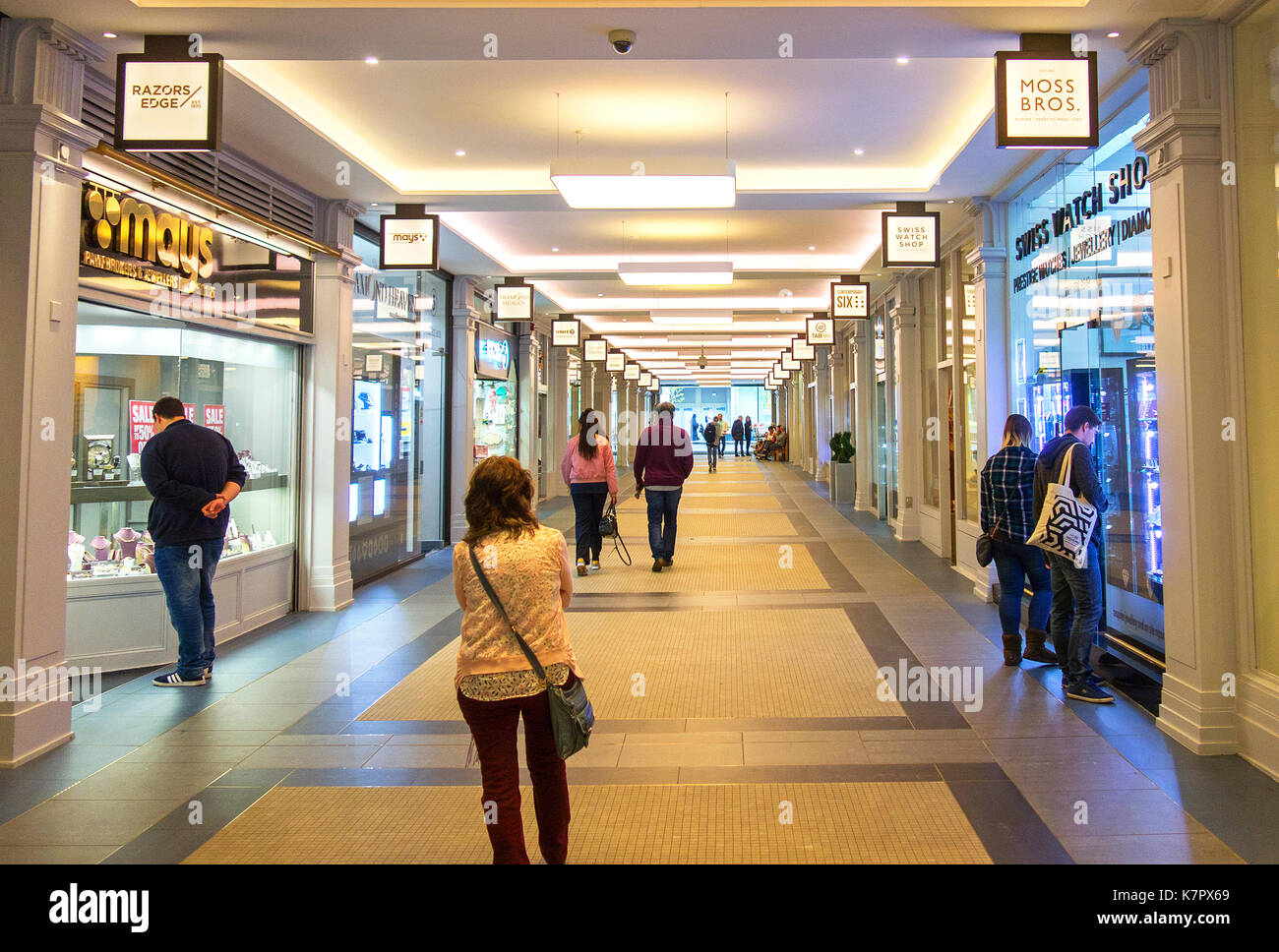 Der Austausch Arcade Shopping Mall inmmanchester, England, UK. Stockfoto