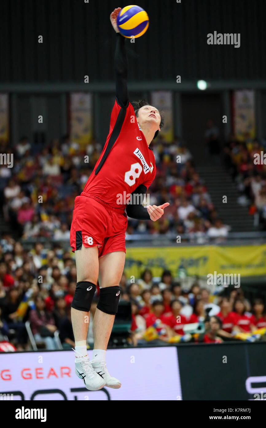 Masahiro Yanagida (JPN), 16. SEPTEMBER 2017 - Volleyball: FIVB World Grand Champions Cup 2017 Männer Match zwischen Japan 1-3 Iran im Osaka Municipal Central-Gymnasium in Osaka, Japan. (Foto von Naoki Nishimura/LBA SPORT) Stockfoto