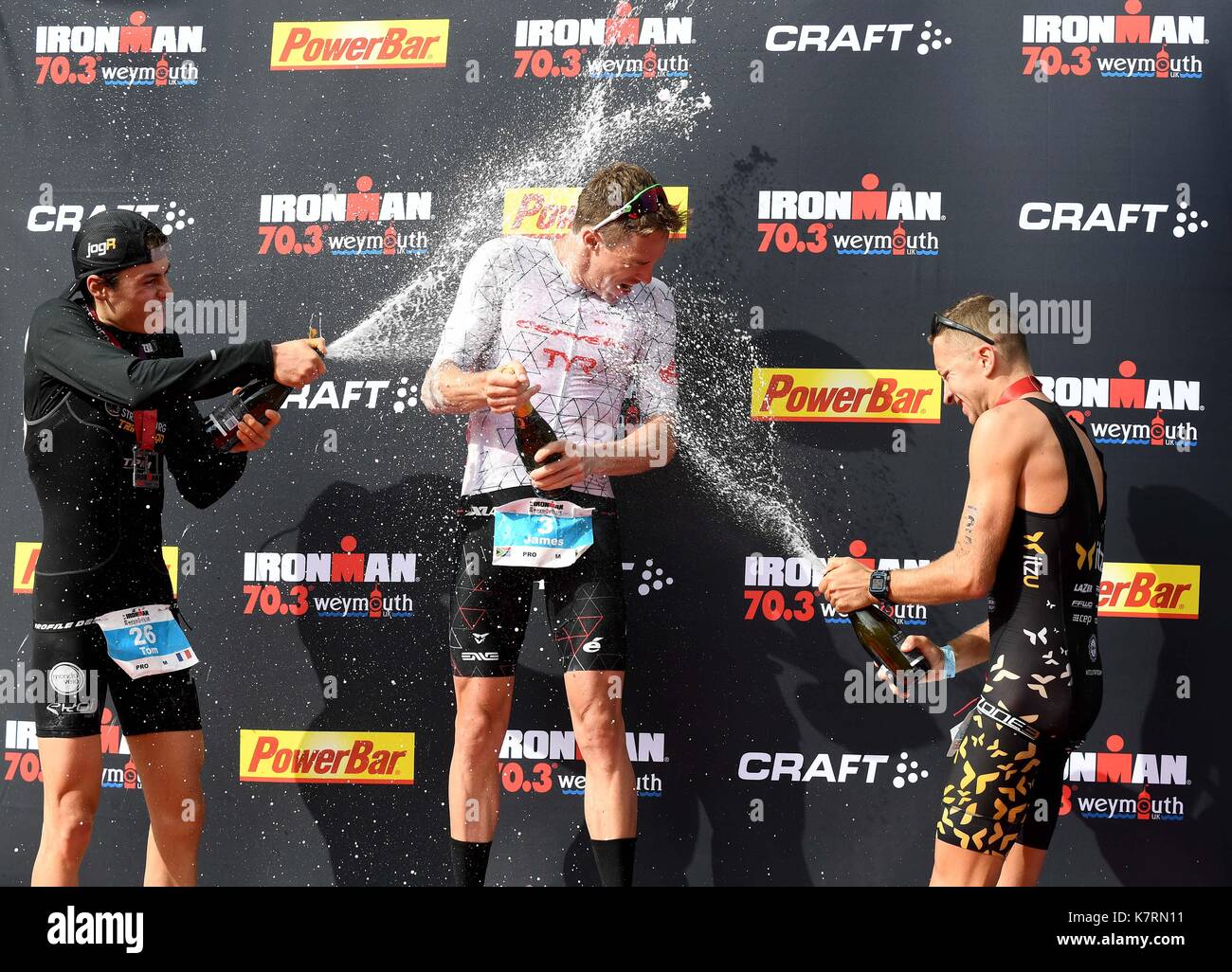 Ironman 70.3. Gewinner der Pro's Männer rennen James Cunnama Credit: Finnbarr Webster/Alamy leben Nachrichten Stockfoto