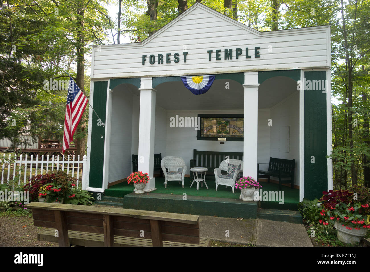 Wald Tempel in Lilydale Montage, Cassadaga, New York, Chautauqua County, USA Stockfoto