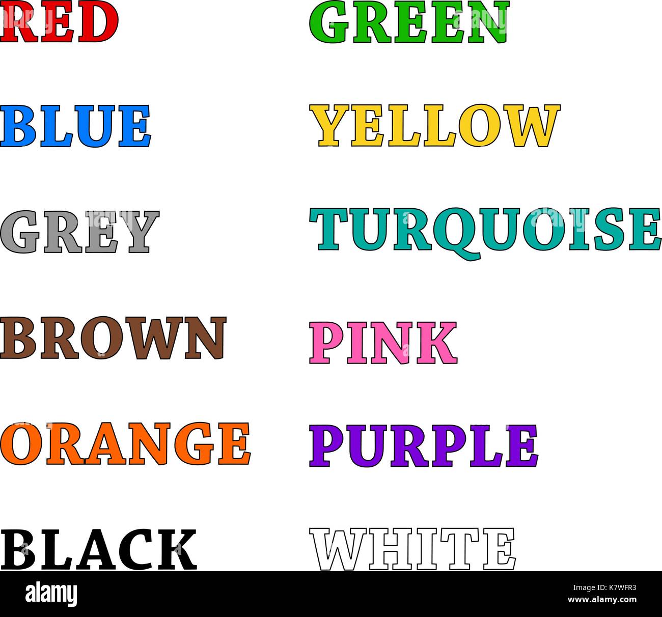 Farben name Vektor symbol Icon Design. Schöne Abbildung auf weißem Hintergrund Stock Vektor