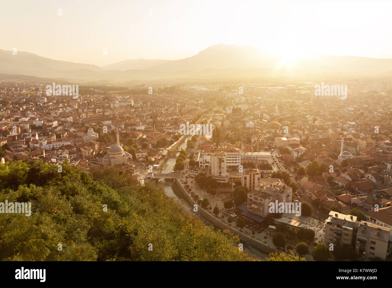 Alte und kulturellen Stadt Prizren, Kosovo in der Abendsonne Stockfoto