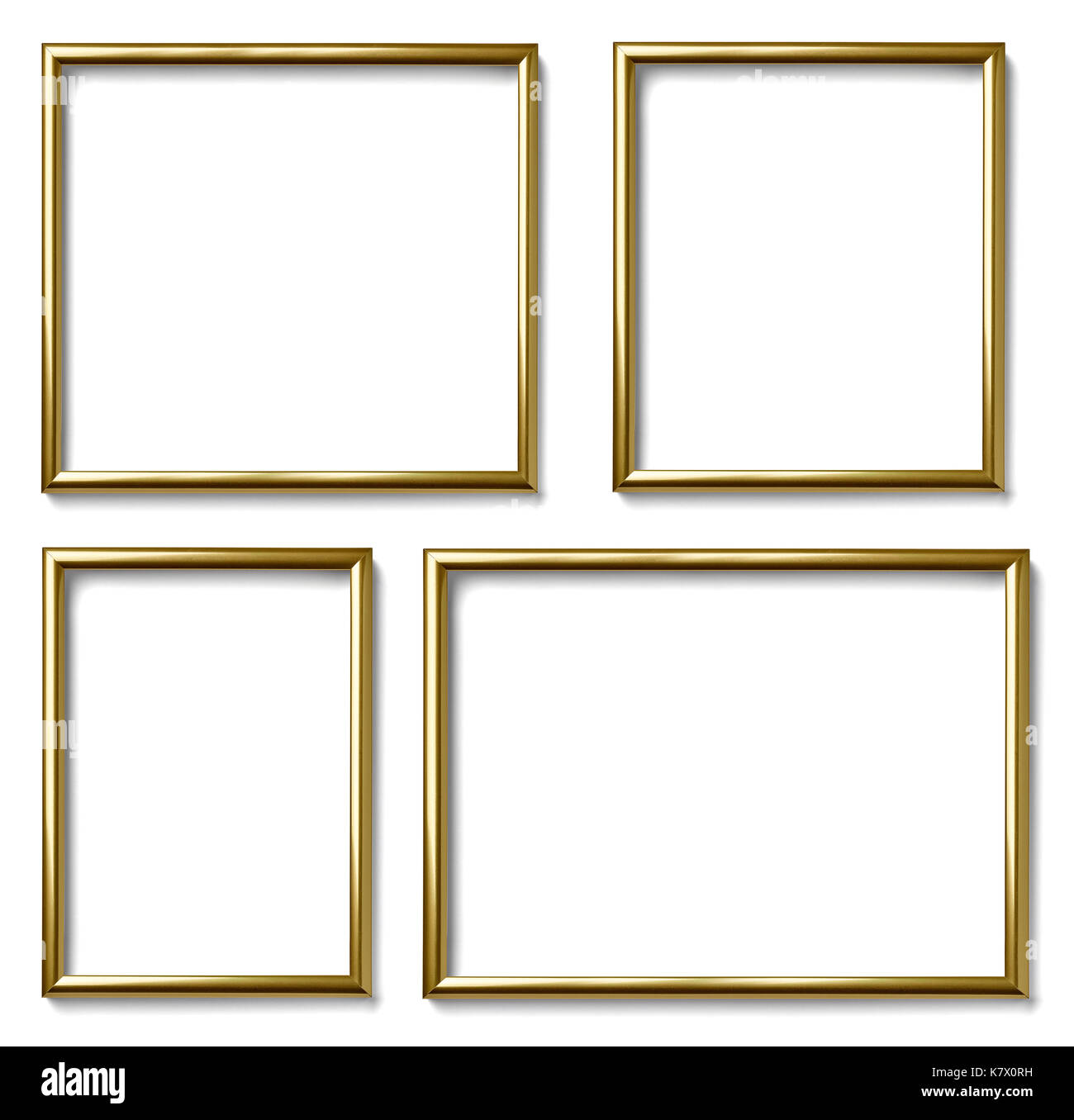 Sammlung von verschiedenen vintage Holzrahmen auf weißem Hintergrund Stockfoto