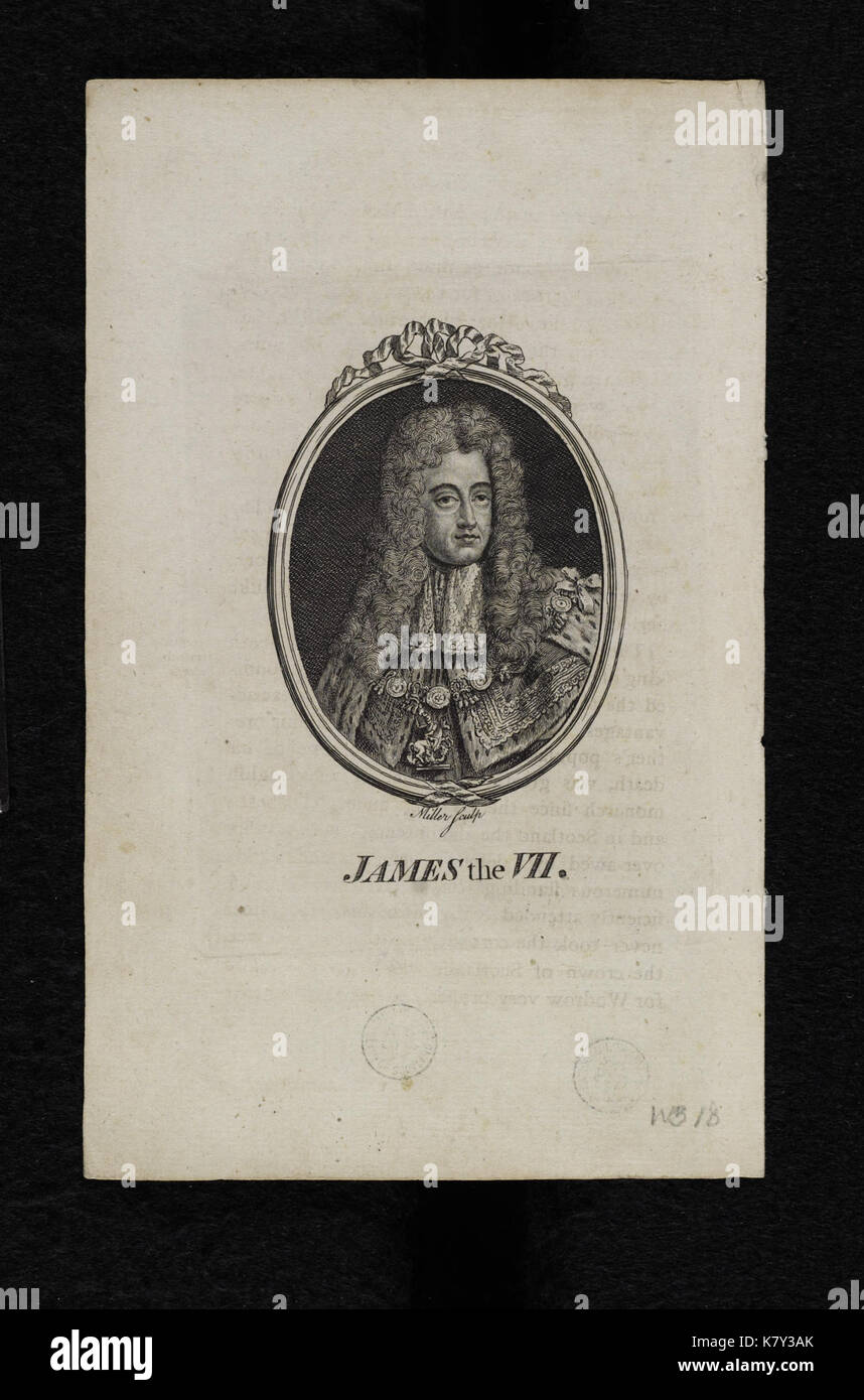 Jacobite Breitseite Portrait von James VII, aus einem gedruckten bookl Stockfoto