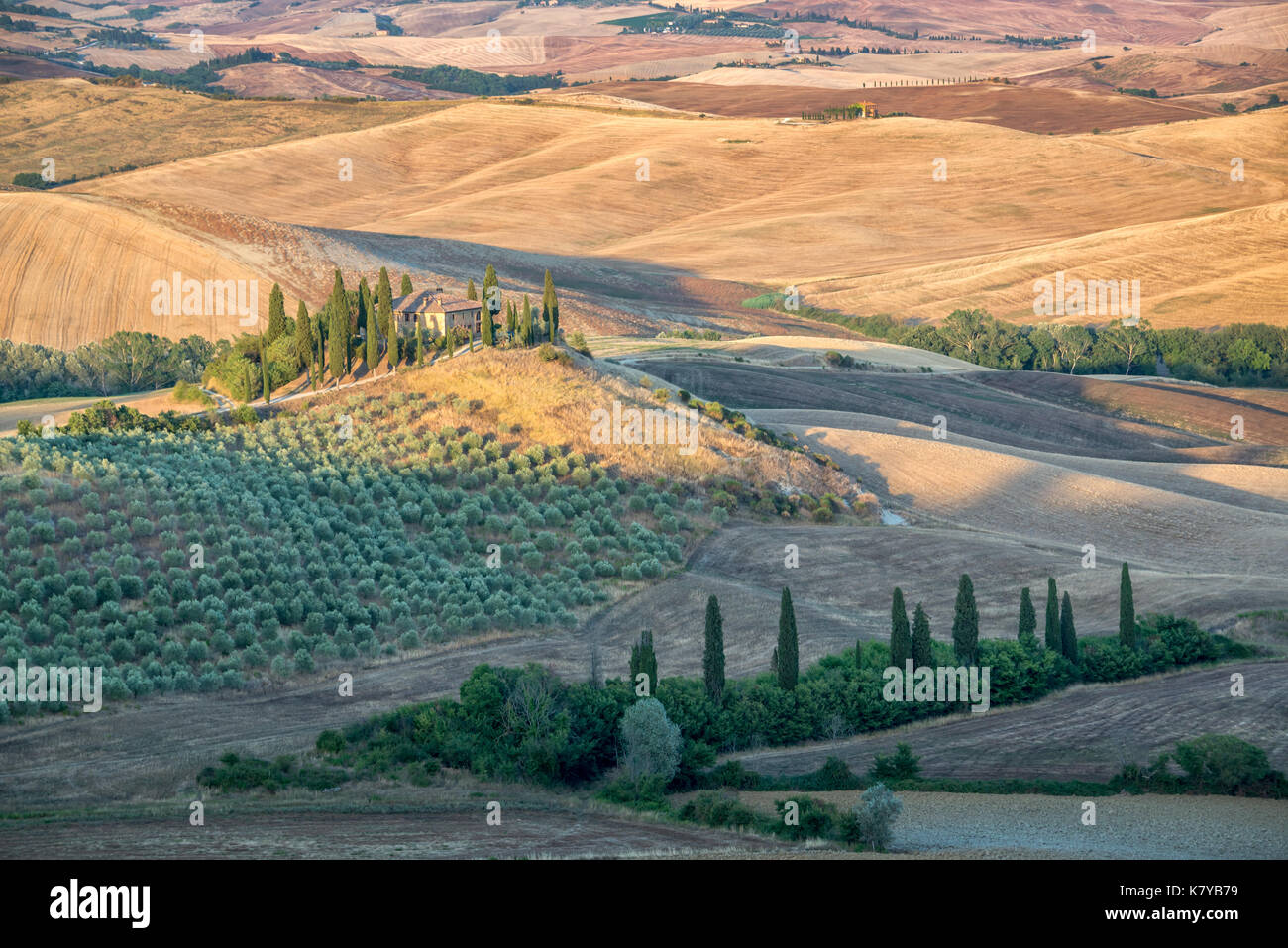 Schönen typischen Landschaft Sommer Landschaft in der Toskana, Italien Stockfoto