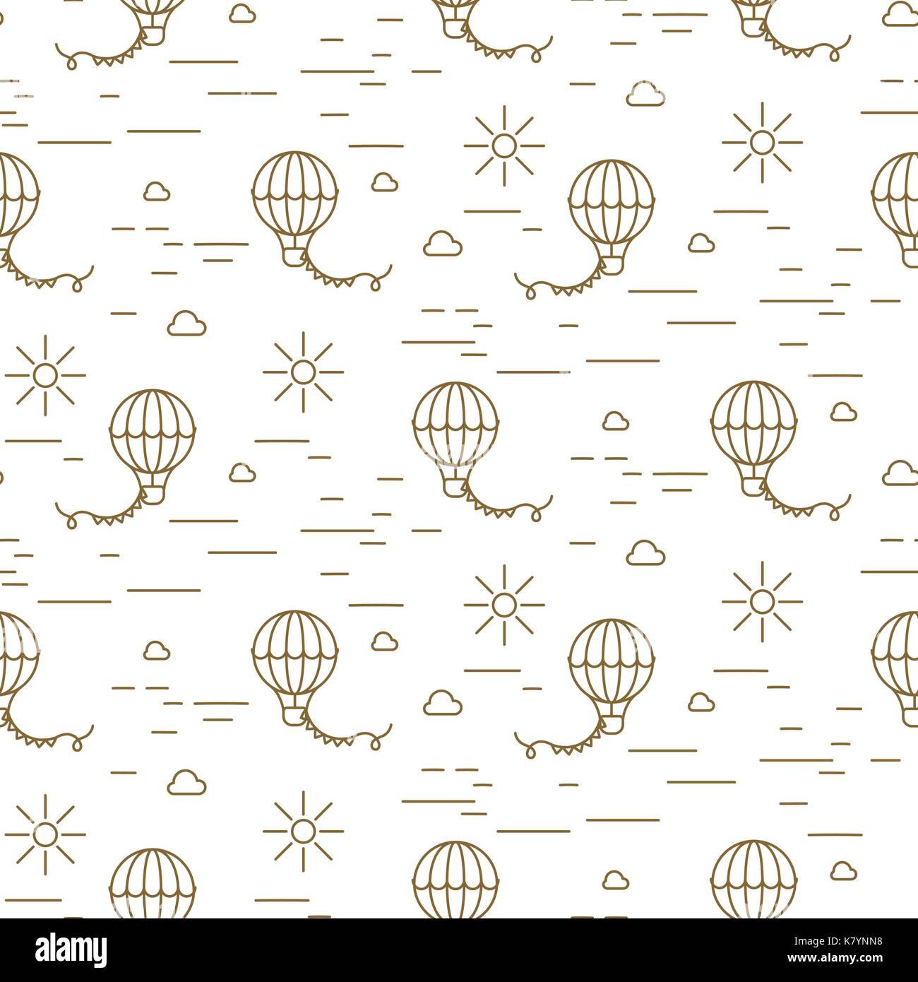 Ballon einfache Linie gold und weiß nahtlose Vektor Muster. Stock Vektor