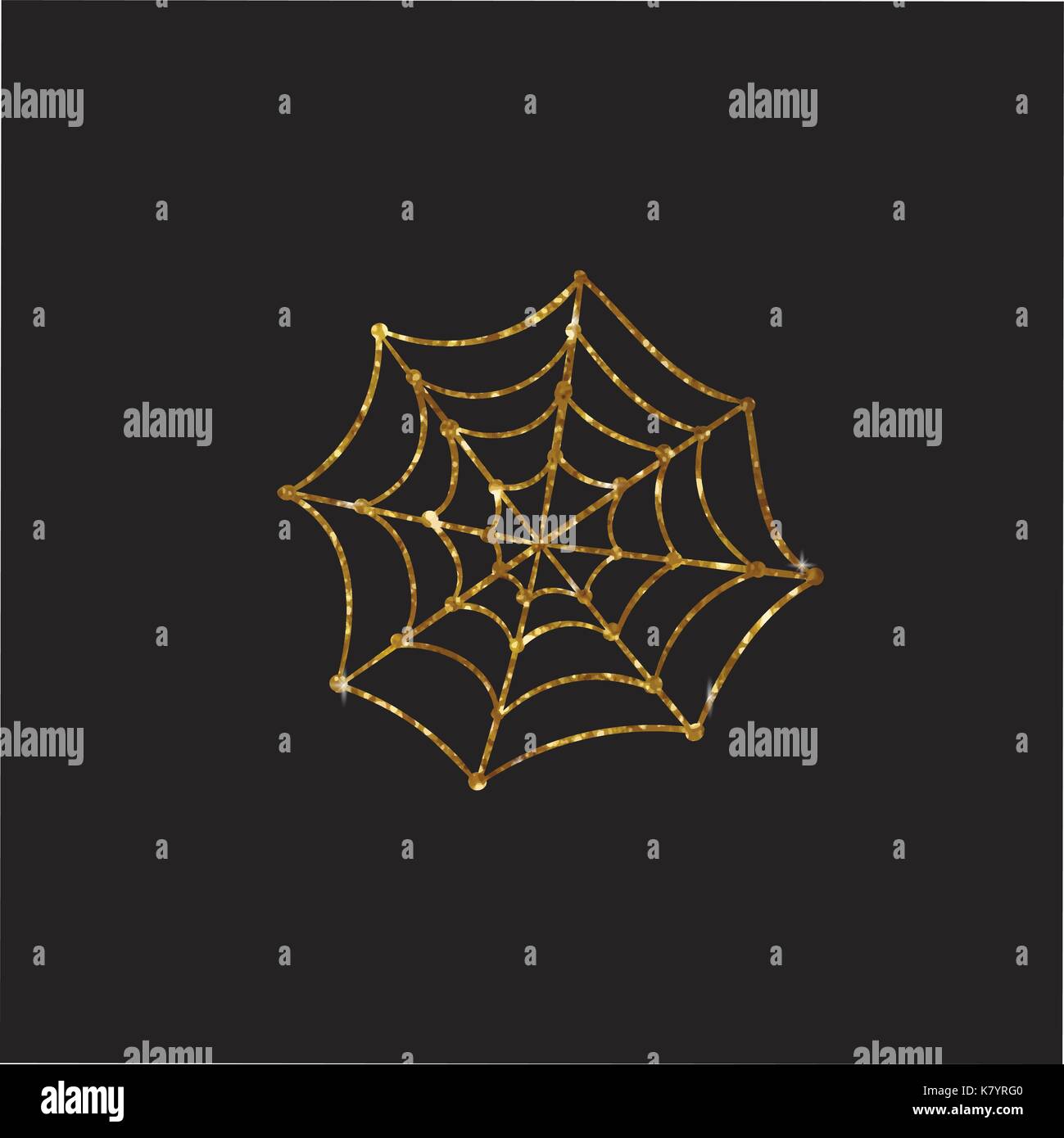 Golden glitter silhouette Halloween Urlaub design Element Spyder web Flachbild-Symbol Stock Vektor