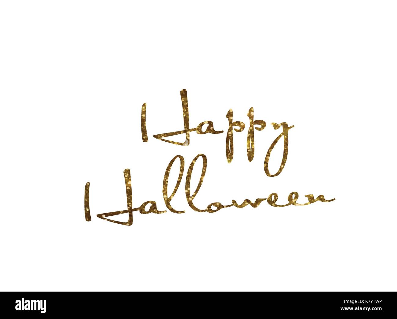 Die goldenen Glitter isoliert Hand schreiben Holiday Word Happy Halloween Stock Vektor