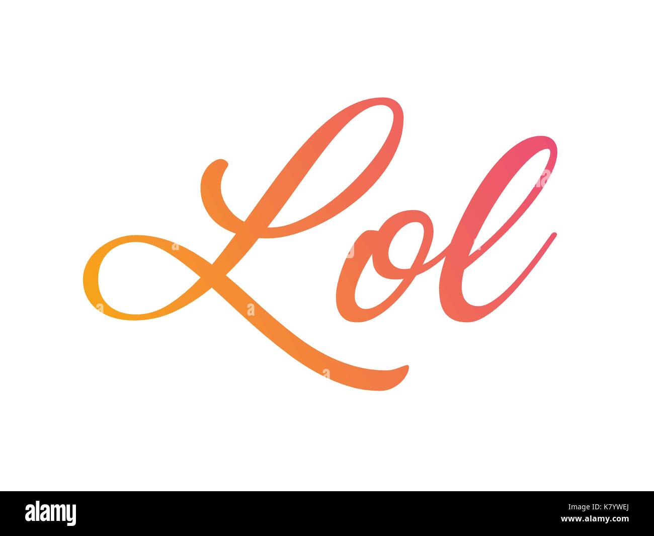 Der farbverlauf orange bis rosa isoliert Hand schreiben Wort lol-Lachen, laden Stock Vektor