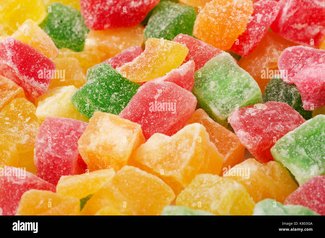 Hintergrund Der getrocknet Getrocknete kandierte Früchte close-up Stockfoto