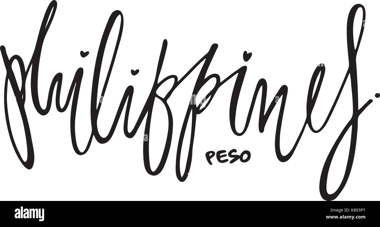 Philippinen peso hand Schrift Design für Poster, T-Shirts, Karten, Einladungen, Aufkleber, Banner. Vektor. Stock Vektor