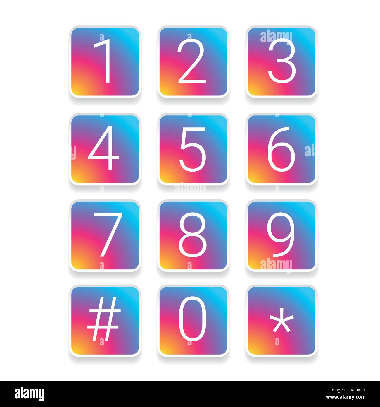 Anzahl set Vektor Square bunt Stock Vektor