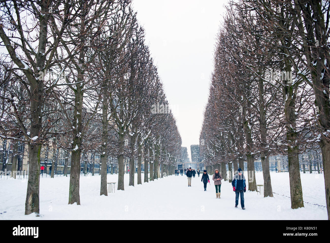 Paris Winter in Luxemburg Garten Stockfoto