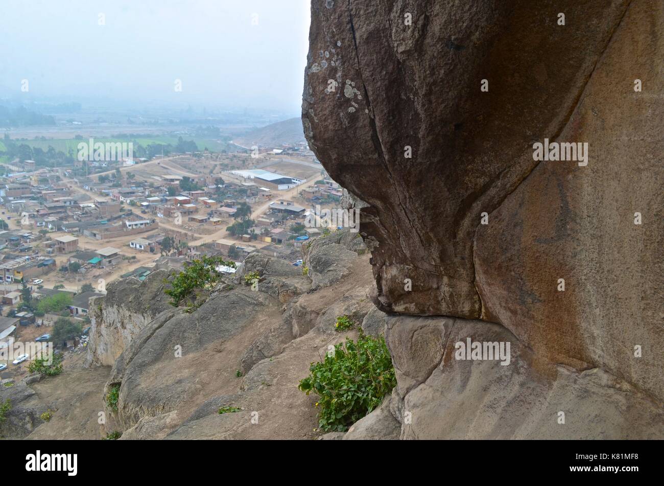 Petroglyph Höhlenmalereien in Lomas de Lucumo, Lima, Peru Stockfoto