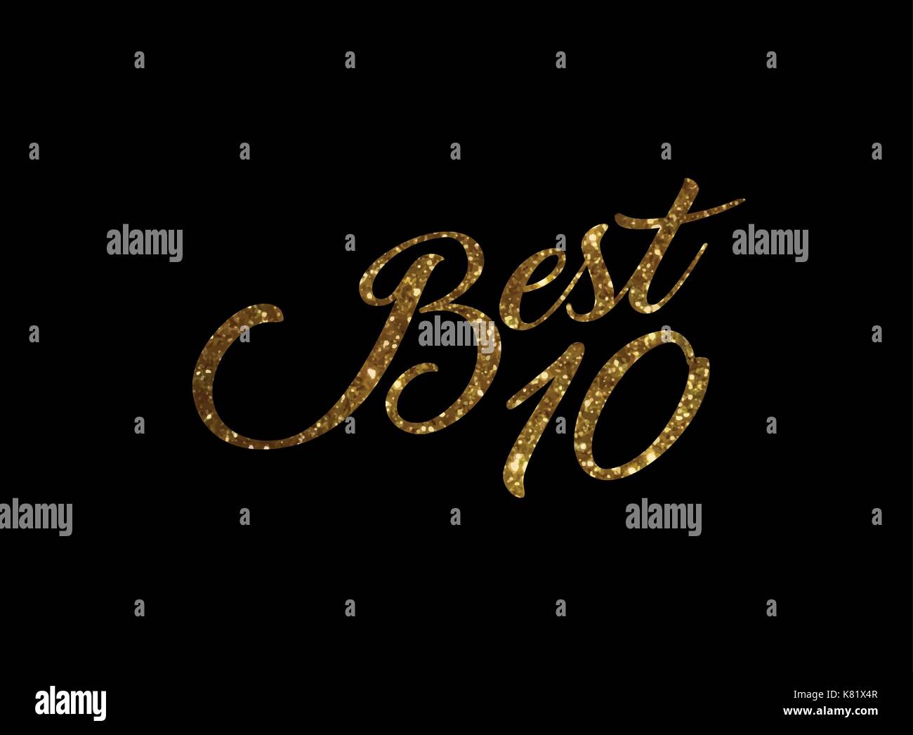 Der Gradient golden isoliert Hand schreiben Wort zehn besten Ranking Stock Vektor