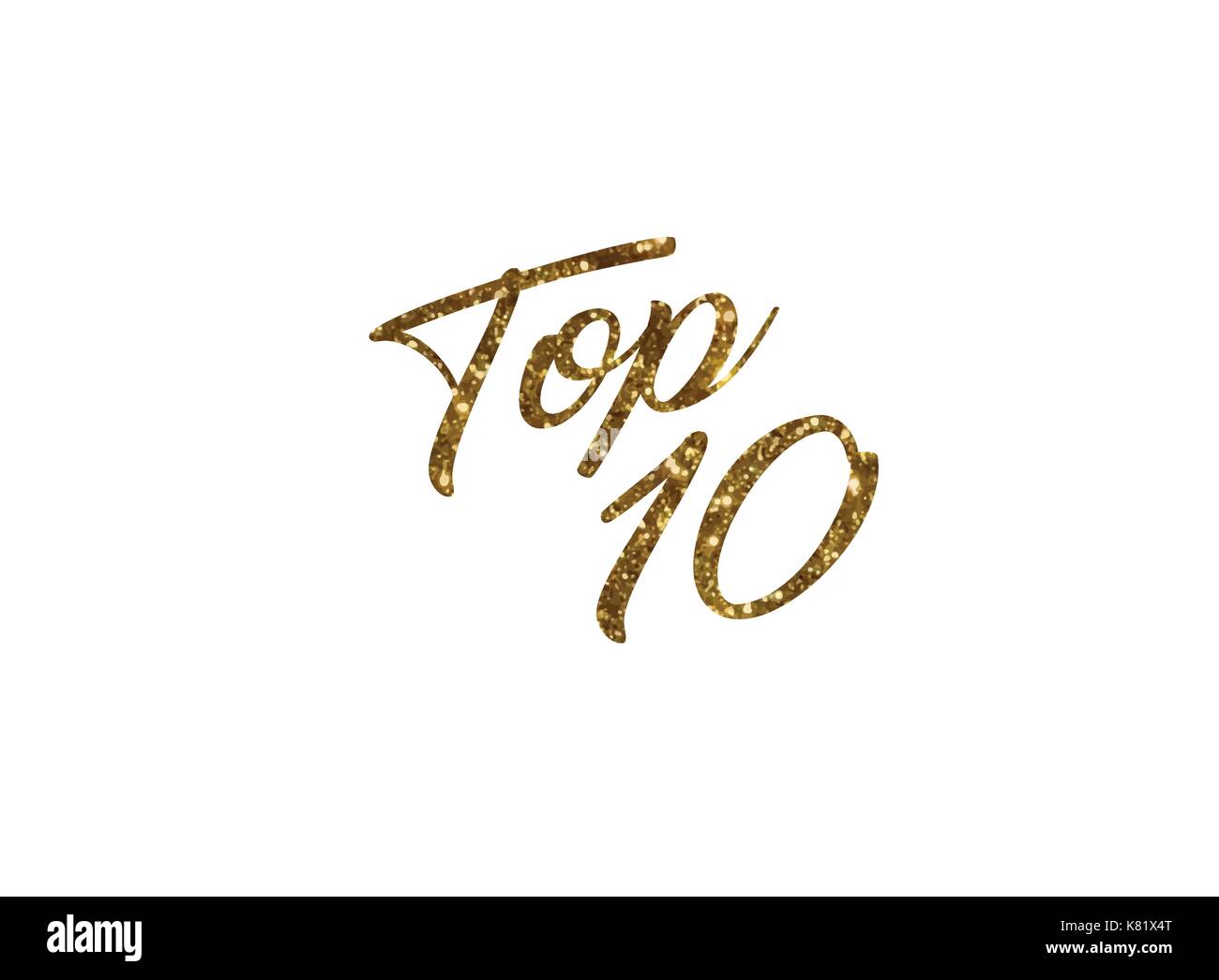 Der Gradient golden isoliert Hand schreiben Wort top ten Ranking Stock Vektor