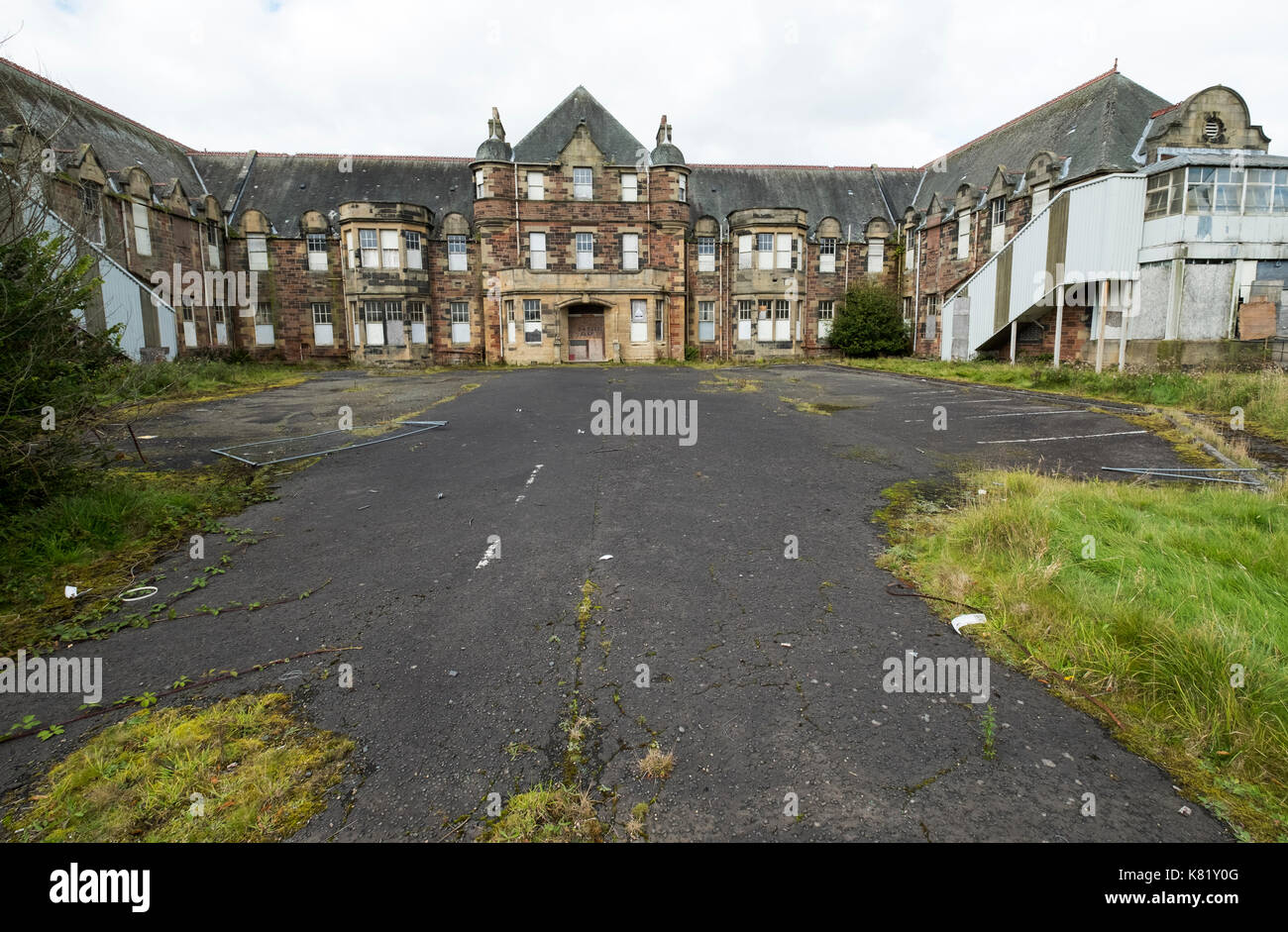 Das Gelände der ehemaligen Bangour Dorf Krankenhaus, Dechmont, West Lothian, Schottland, die in 2004 abgeschlossen. Stockfoto