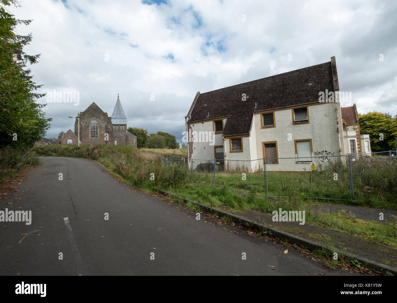 Das Gelände der ehemaligen Bangour Dorf Krankenhaus, Dechmont, West Lothian, Schottland, die in 2004 abgeschlossen. Stockfoto