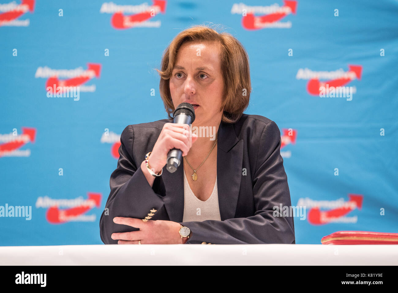 Beatrix von Storch an einem AfD Pressekonferenz im September 2017 in Berlin in der Zitadelle Spandau. Stockfoto