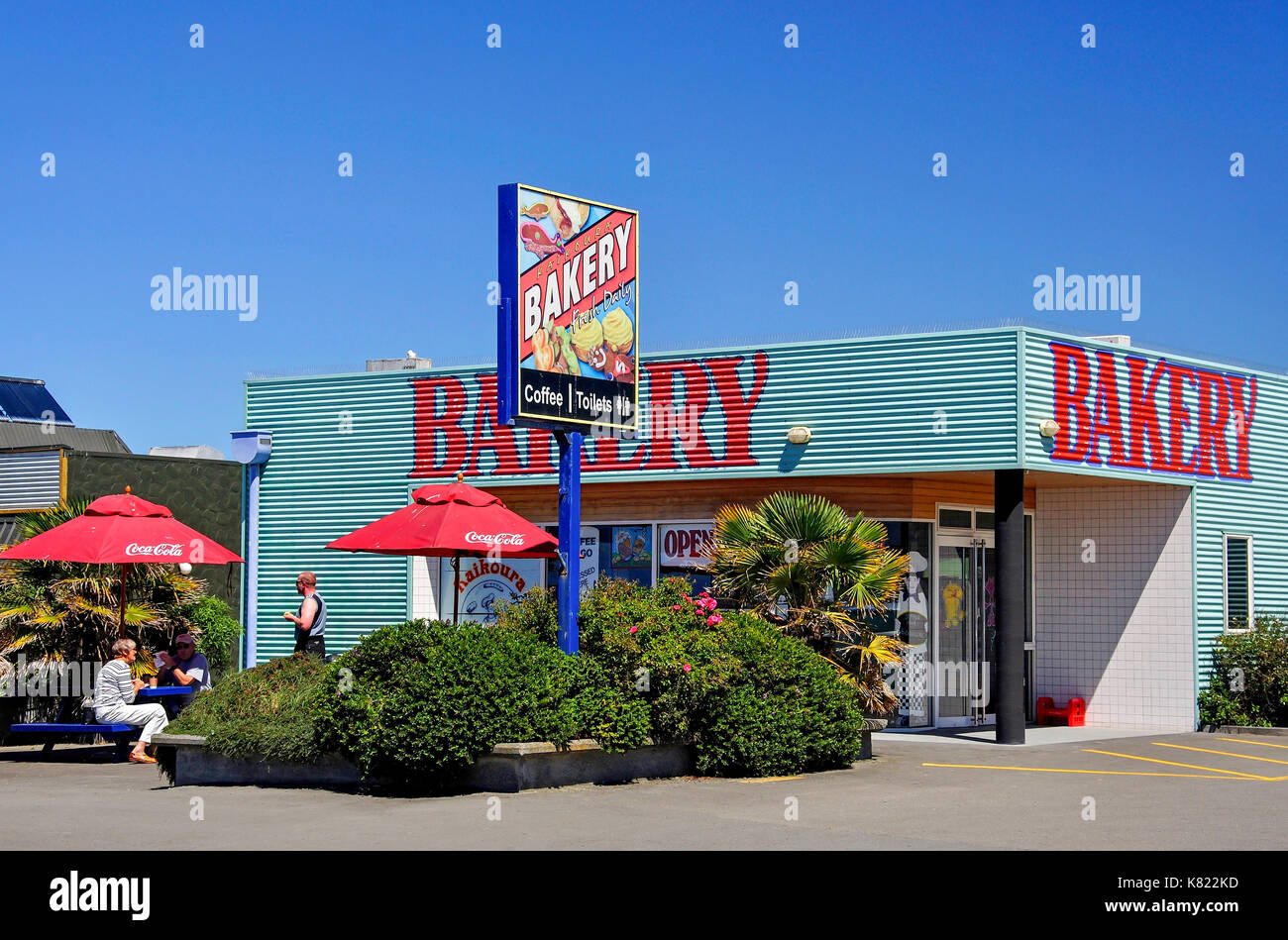 Kaikoura Bäckerei, Beach Road, Kaikoura, Canterbury, Südinsel, Neuseeland Stockfoto