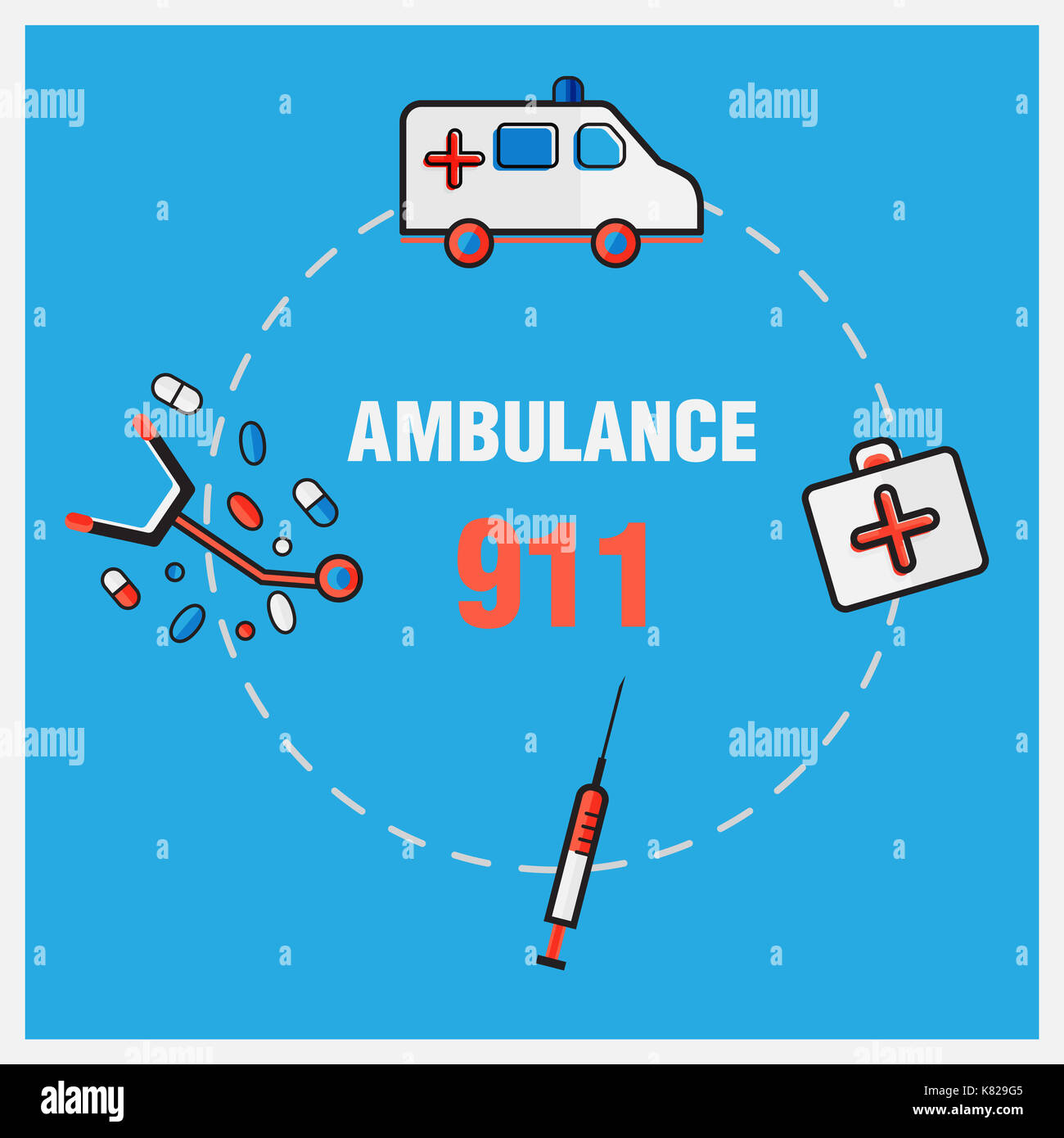 Abbildung: flache Linie kunst Design der medizinischen Konzept. healthcare Symbole, Stockfoto