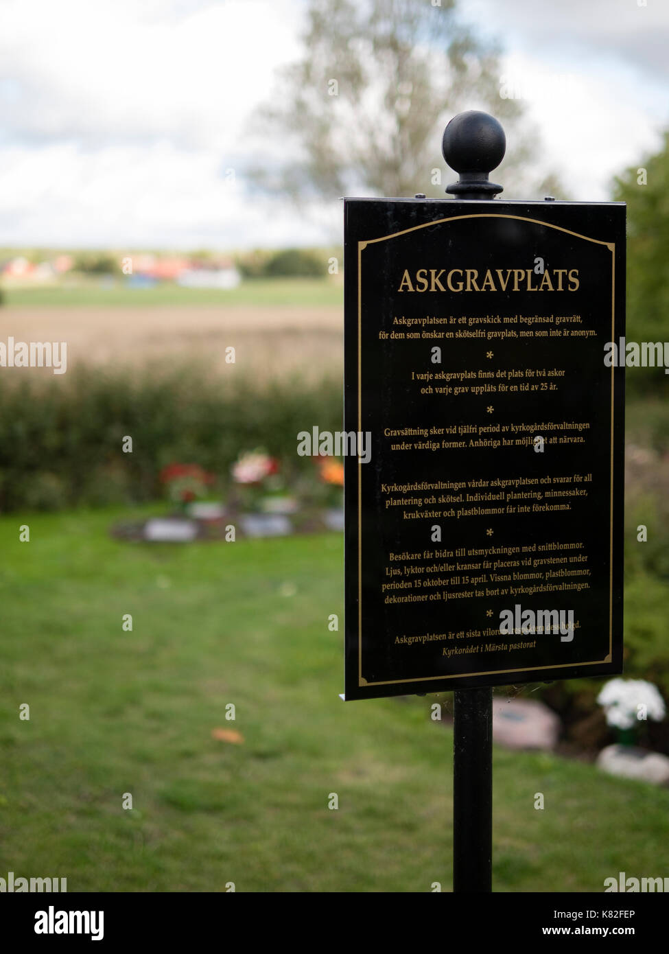 Ash Gräber in Husby-Ärlinghundra Kirche, außerhalb von Märsta, Stockholm, Schweden. Stockfoto
